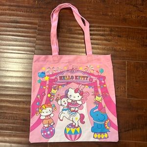 Hello Kitty Circus Theme Pink Tote Bag 13 x 14 Vintage, Rare, EUC!